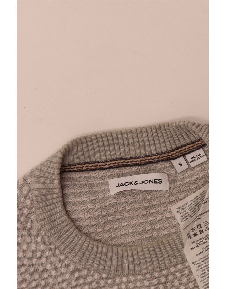 Jack & Jones Ανδρικό πουλόβερ με λαιμόκοψη, βαμβακερό μικρό γκρι στίγματα