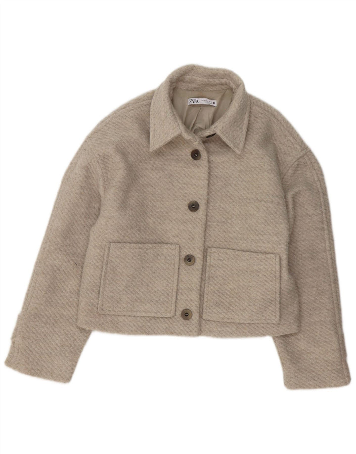 ZARA Γυναικείο Bomber Jacket UK 14 Medium Beige