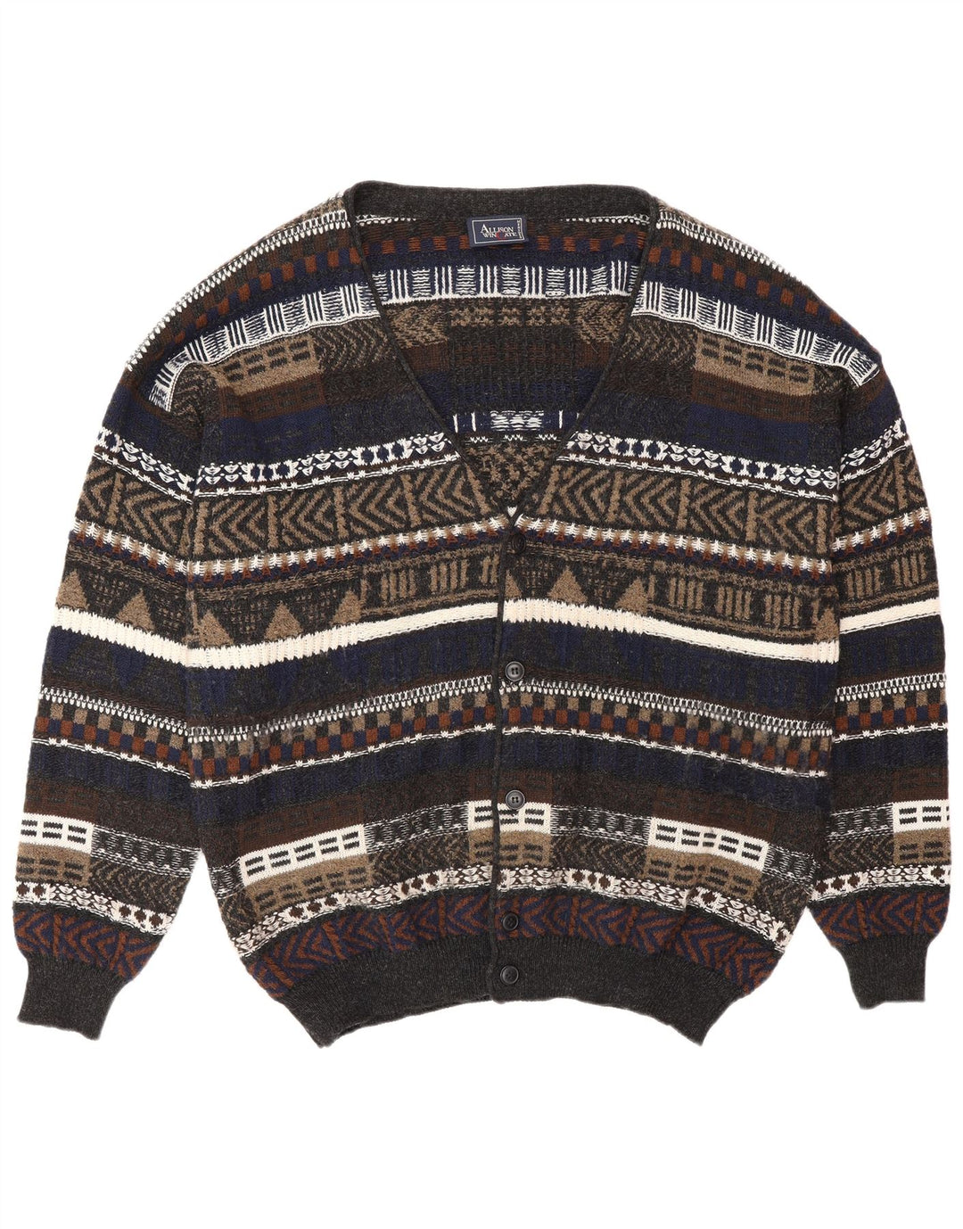 ALLISON WINGATE Ανδρικό πουλόβερ ζακέτα IT 56 2XL Πολύχρωμο Fair Isle