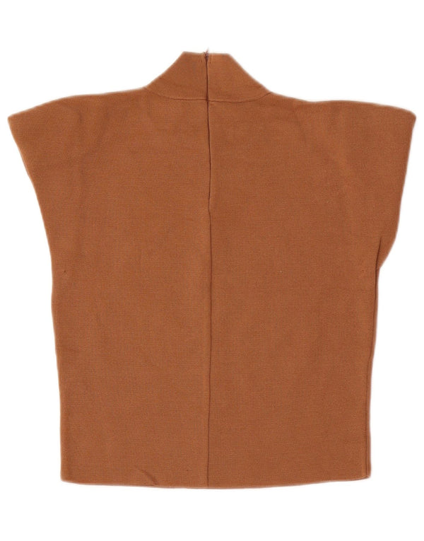 Zara Γυναικεία Μπλούζα Crop Top UK 12 Medium Beige Viscose
