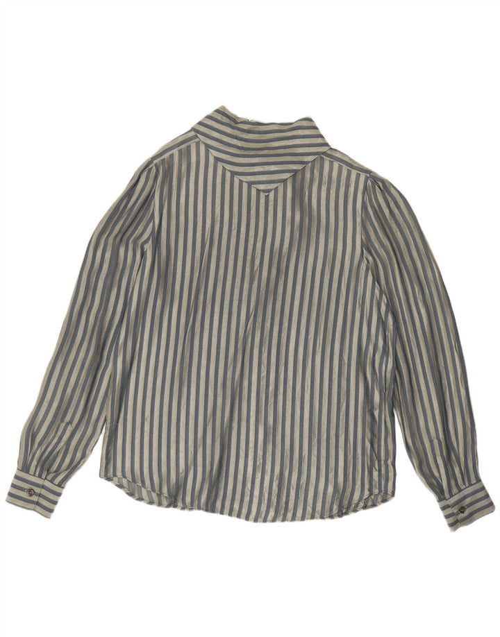 Vintage γυναικείο πουκάμισο μπλούζα UK 14 Medium Blue ριγέ
