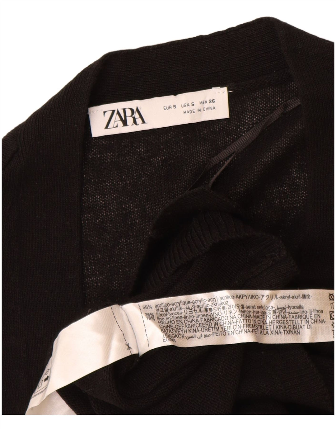 Zara Γυναικεία Ζακέτα UK 10 Small Black Acrylic