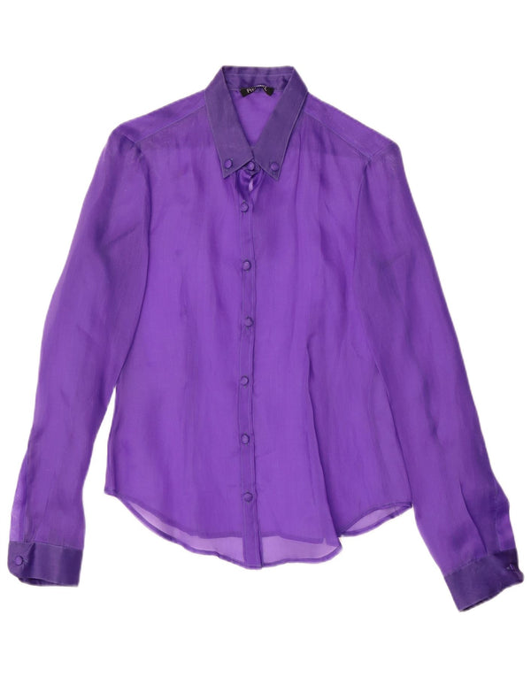 Vintage γυναικείο πουκάμισο μπλούζα UK 12 Medium Purple