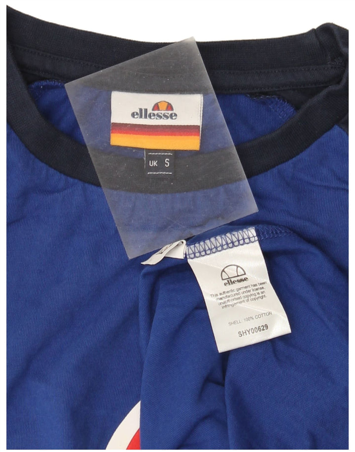 Ellesse Ανδρικό γραφικό T-Shirt Top Small Blue Colourblock Βαμβακερό