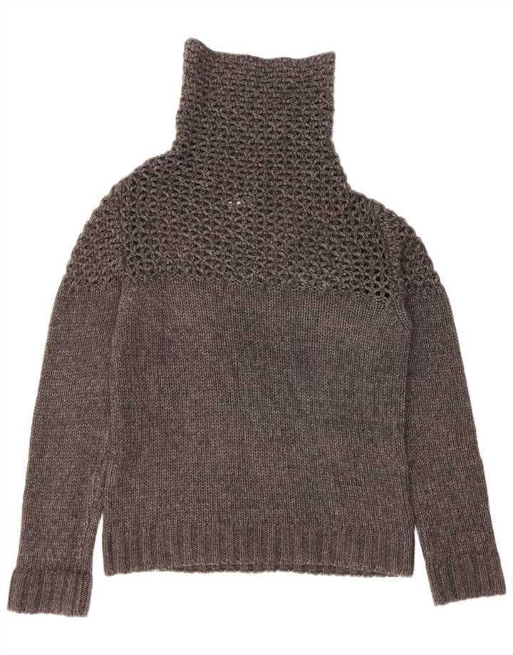 Liu Jo Γυναικείο Crop Roll Neck Jumper πουλόβερ UK 14 Large Grey Acrylic