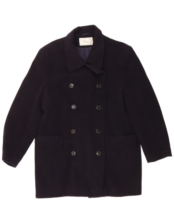 St. Bernard Γυναικείο παλτό με διπλό στήθος UK 14 Large Navy Blue Wool