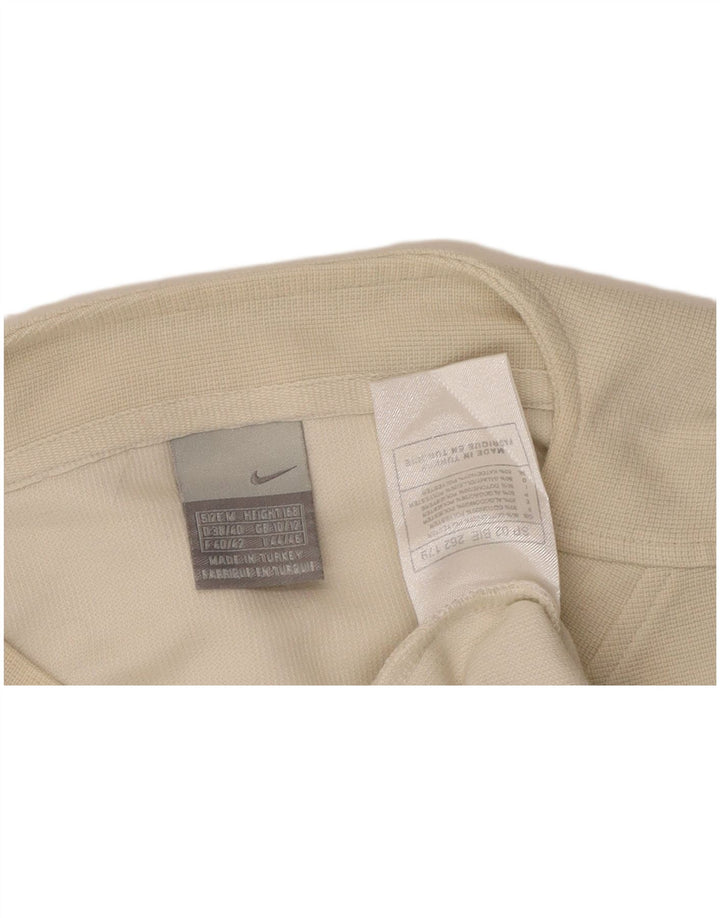 Γυναικείο Crop τοπ NIKE μακρυμάνικο UK 10/12 Βαμβακερό μεσαίο σε ανοιχτό λευκό