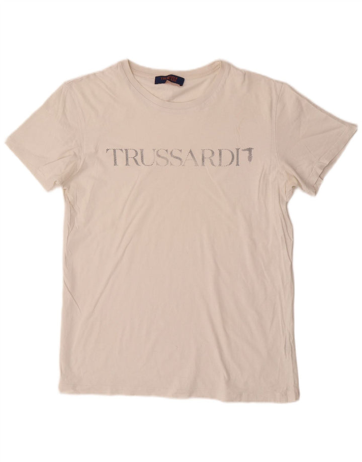 Ανδρικό γραφικό T-shirt Trussardi Jeans Top Medium Off White