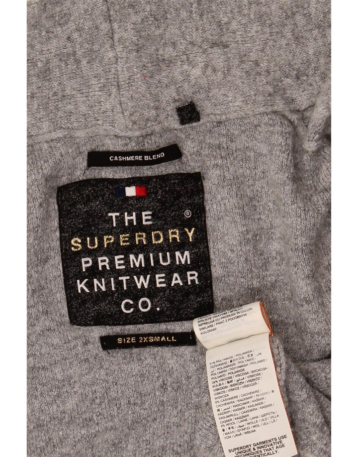 Superdry Γυναικείο ανοιχτό πουλόβερ με ζακέτα UK 2 2XS σε γκρι φλύκταινες