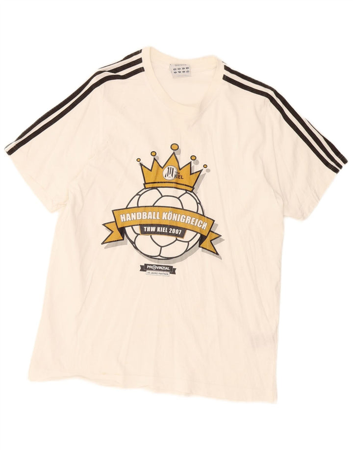 Ανδρικό γραφικό T-Shirt Adidas Top UK40/42 Μεσαίο λευκό βαμβακερό