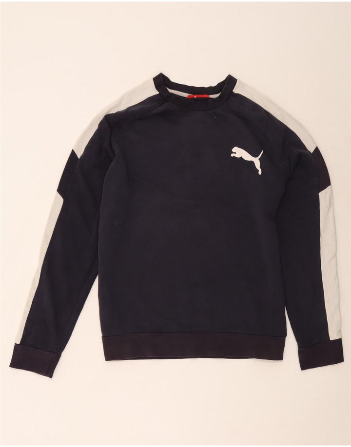 Ανδρικό φούτερ Puma Jumper Μεγάλο μπλε Navy Colourblock Βαμβακερό