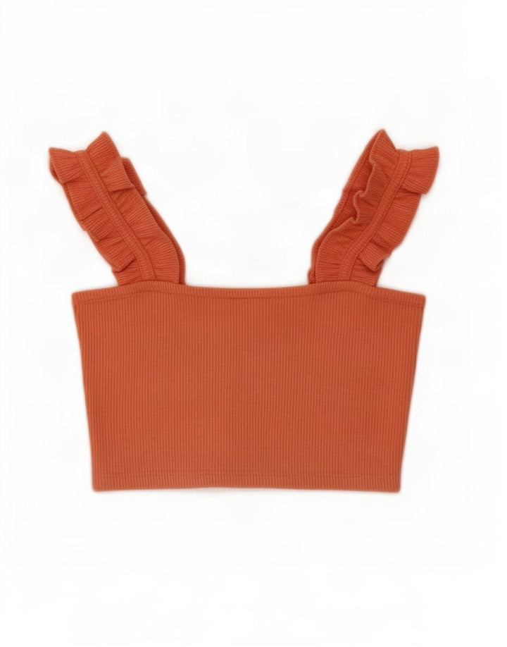Zara Γυναικείο Crop Top UK 8 Μικρός πορτοκαλί πολυεστέρας