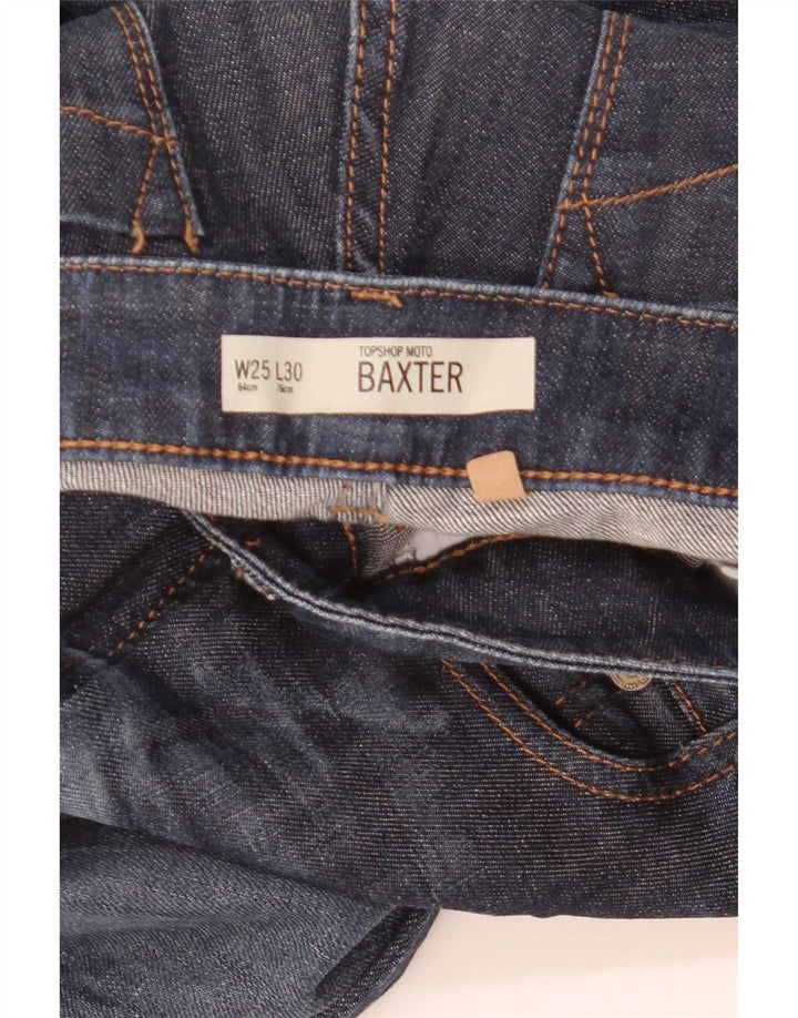 Topshop Γυναικεία Baxter Slim Jeans W25 L30 Navy Blue Cotton