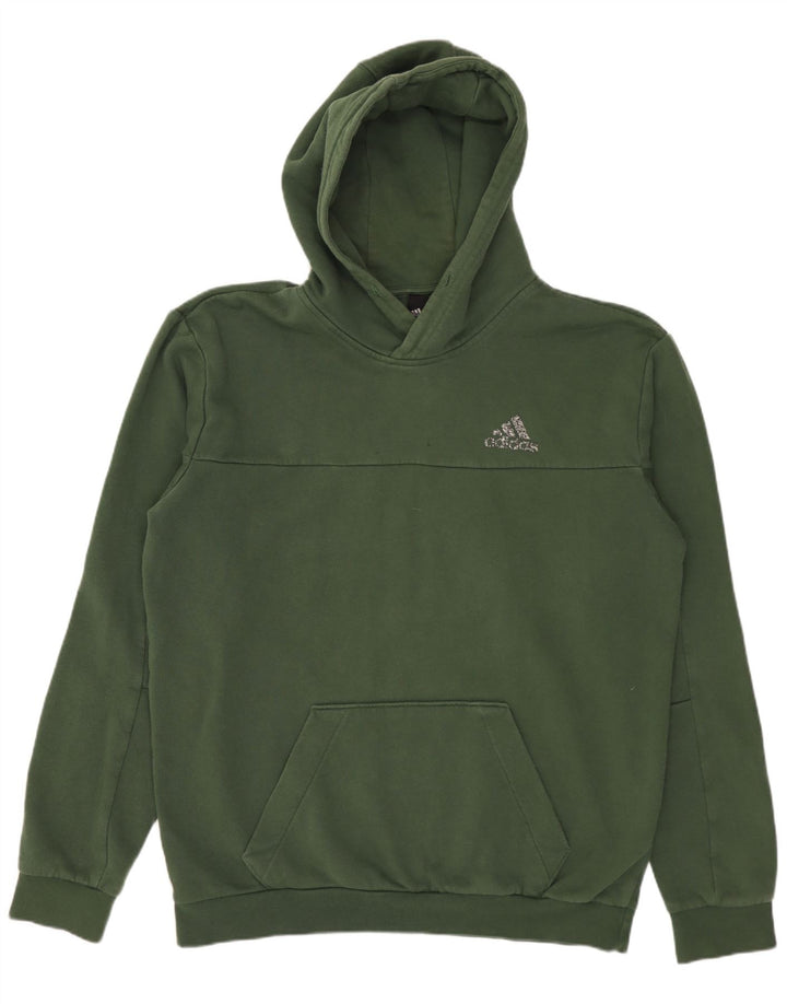 Ανδρικό μπλουζάκι με κουκούλα ADIDAS Μεσαίο πράσινο βαμβακερό