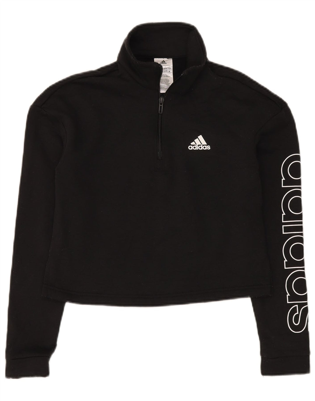 Γυναικεία Adidas Crop Graphic Crop Φούτερ Jumper UK 4/6 XS Μαύρο Πολυεστέρας