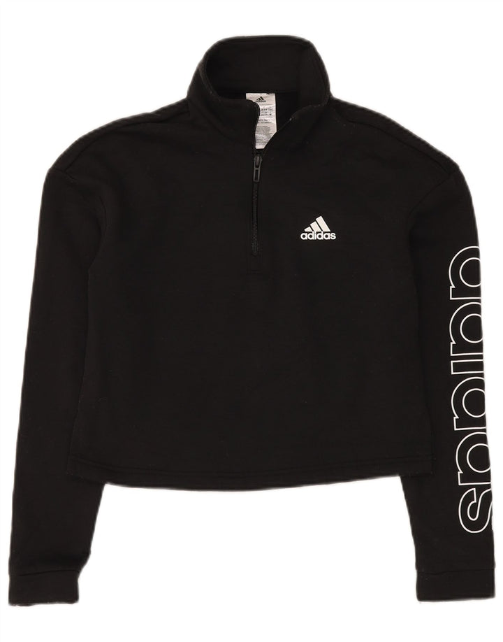 Γυναικεία Adidas Crop Graphic Crop Φούτερ Jumper UK 4/6 XS Μαύρο Πολυεστέρας