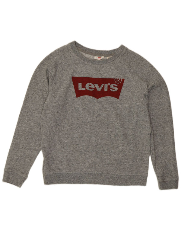 Γυναικείο γραφικό φούτερ Levi's Jumper UK 16 Large Grey Flecked Cotton