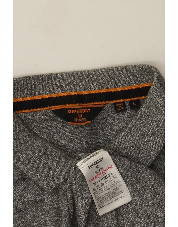Ανδρικό γραφικό πόλο μπλουζάκι Superdry, βαμβακερό γκρι μεγάλο