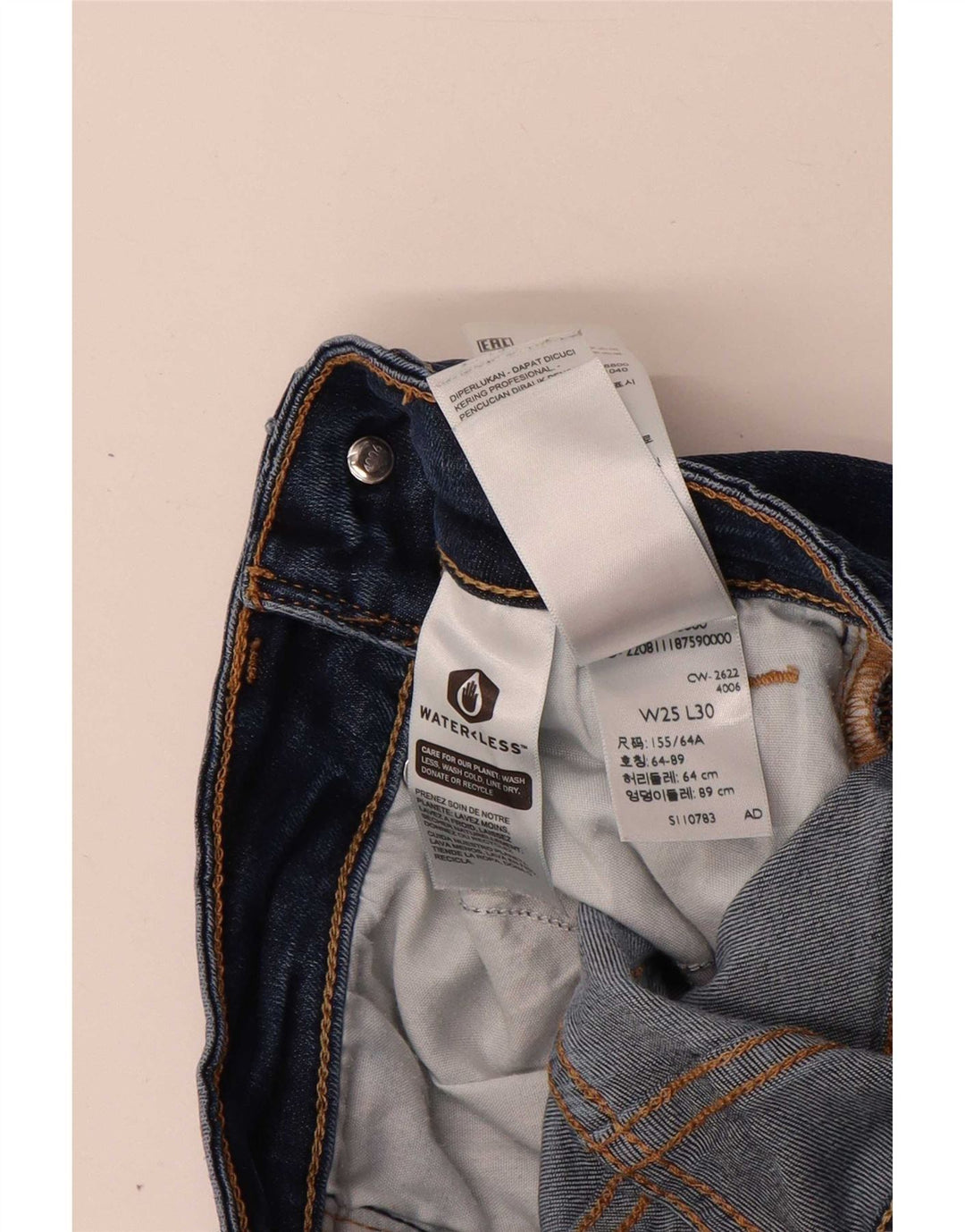 Levi's Womens 725 Bootcut Jeans W25 L30 Navy Blue Lyocell