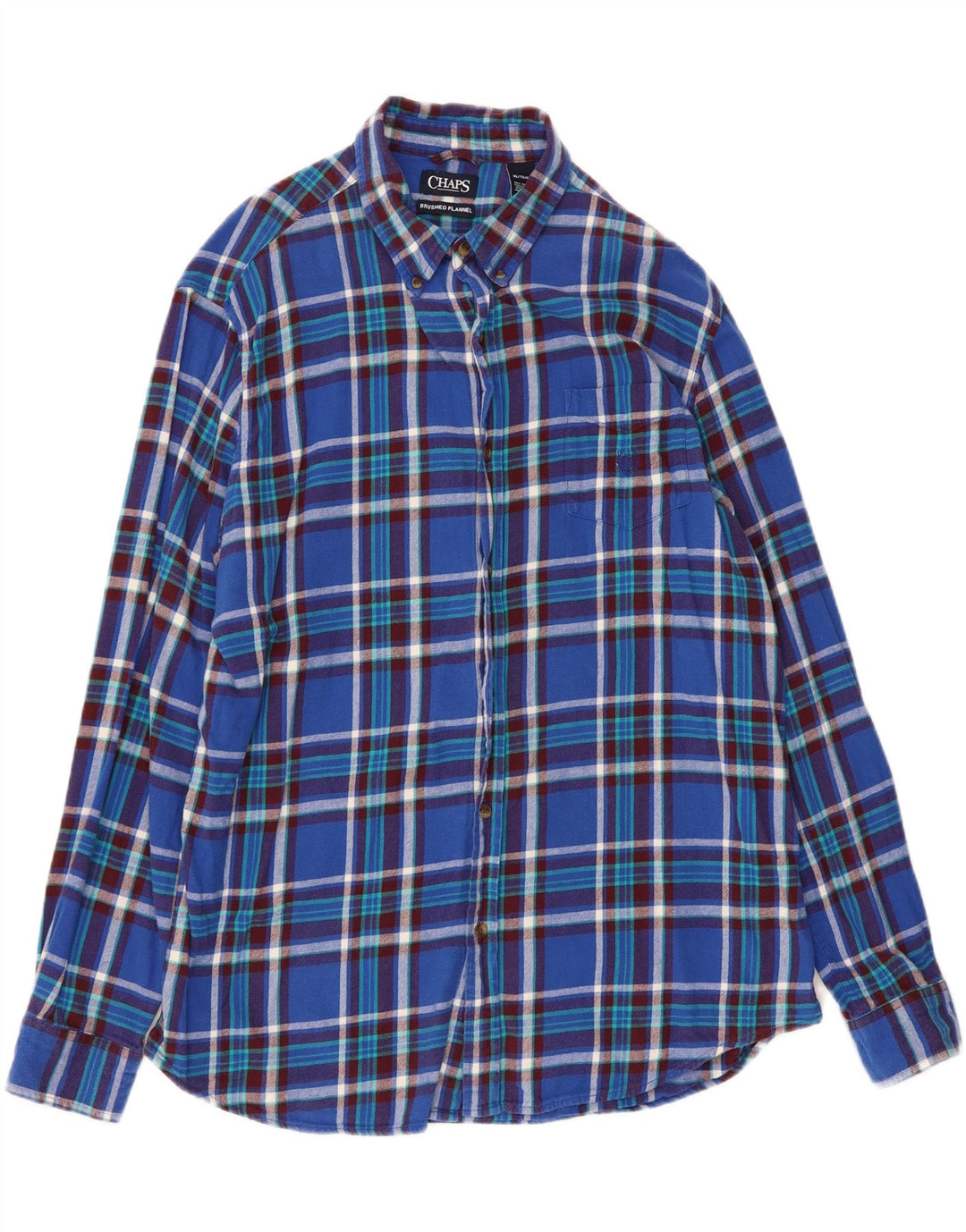 CHAPS Mens Big & Tall Flannel Shirt XL Blue Check Cotton Vintage Chaps and Second-Hand Chaps from Messina Hembry 