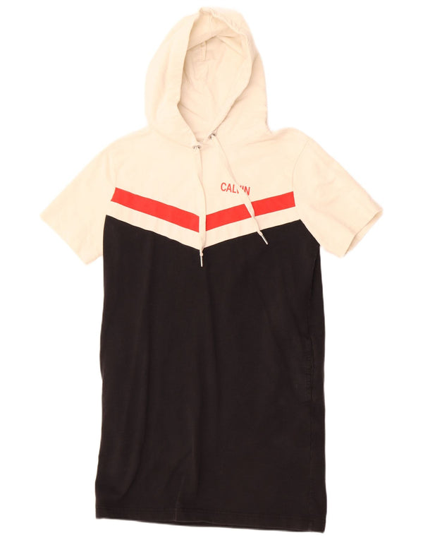 Calvin Klein Jeans Γυναικείο T-Shirt Φόρεμα UK 4 XS Μαύρο Colourblock