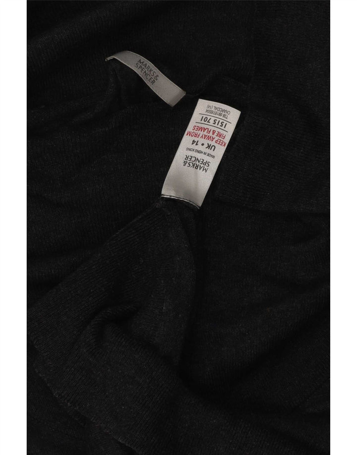Marks & Spencer Γυναικείο πουλόβερ με ρολό λαιμόκοψη UK 14 Large Grey Polyamide