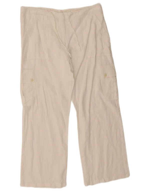 Vintage γυναικείο ψηλόμεσο ριχτό παντελόνι Cargo W32 L27 Off White
