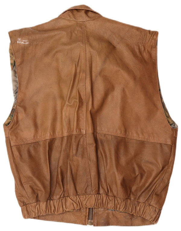Vintage Ανδρικό Δερμάτινο Gilet UK 40 Large Brown