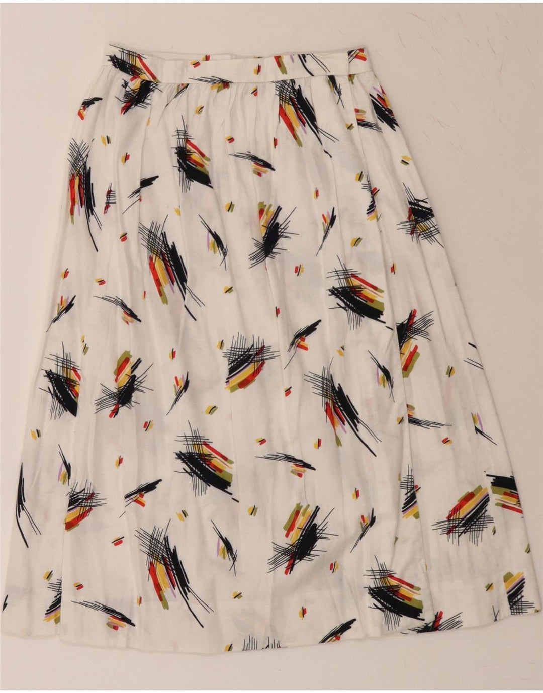 VINTAGE Womens Abstract Pattern A-Line Skirt W24 XS White Vintage Vintage and Second-Hand Vintage from Messina Hembry 
