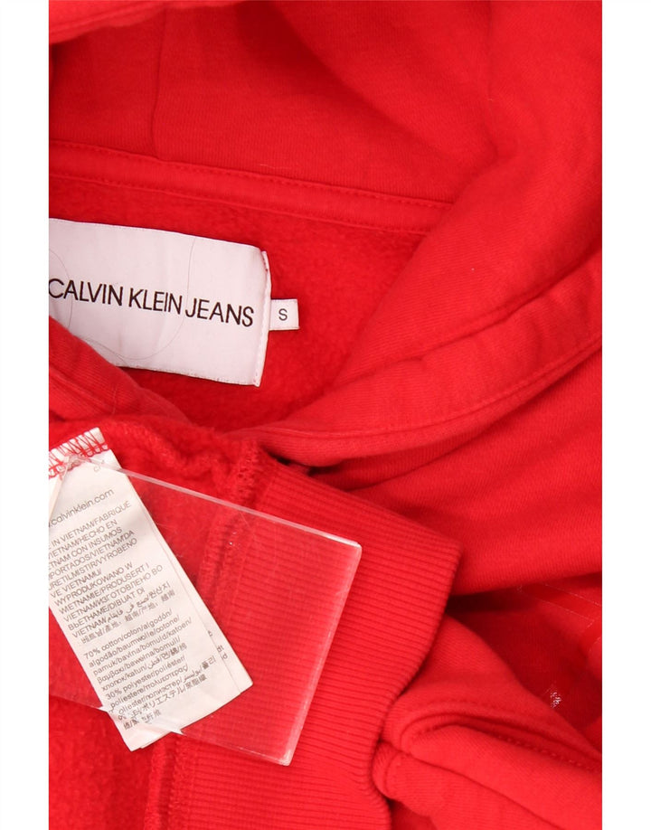 CALVIN KLEIN JEANS Γυναικείο υπερμεγέθη Crop Hoodie Jumper UK 10 Small Red