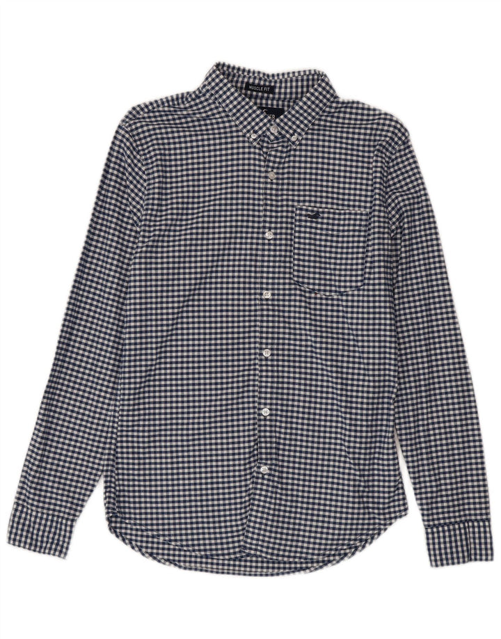 Ανδρικό πουκάμισο Hollister Small Blue Gingham Cotton