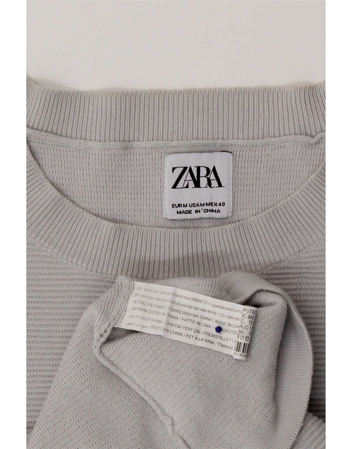 Ανδρικό πουλόβερ Zara με λαιμόκοψη μεσαίου γκρι βαμβακερό