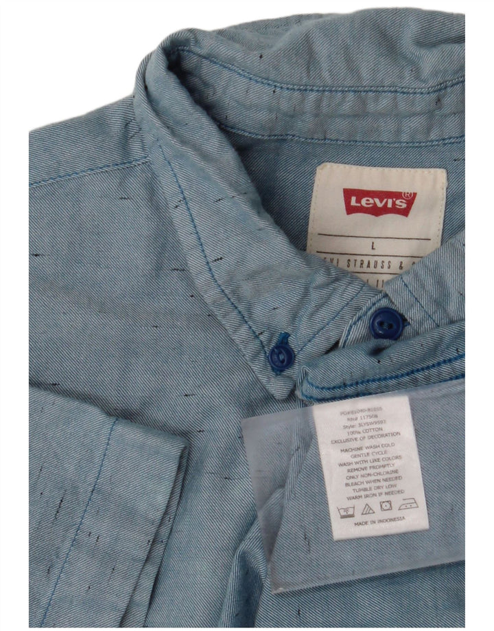 Ανδρικό πουκάμισο Levi's με κοντό μανίκι μεγάλο μπλε βαμβακερό