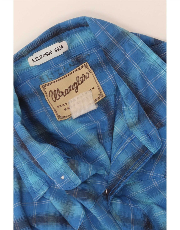 Ανδρικό κοντομάνικο πουκάμισο Wrangler μπλε καρό μεγάλο