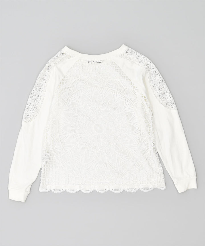 DESIGUAL Γυναικείο φούτερ μεγάλου μεγέθους Jumper UK 14 μεγάλο λευκό βαμβακερό
