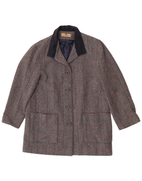 Henry White Γυναικείο Πανωφόρι UK 16 Large Grey Check Lambswool