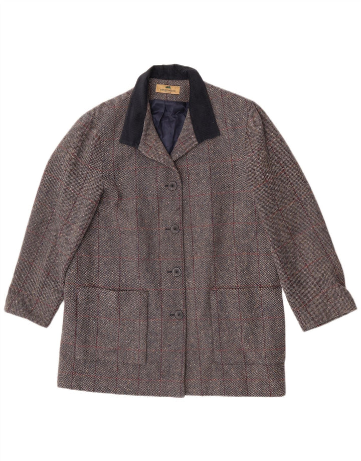 Henry White Γυναικείο Πανωφόρι UK 16 Large Grey Check Lambswool