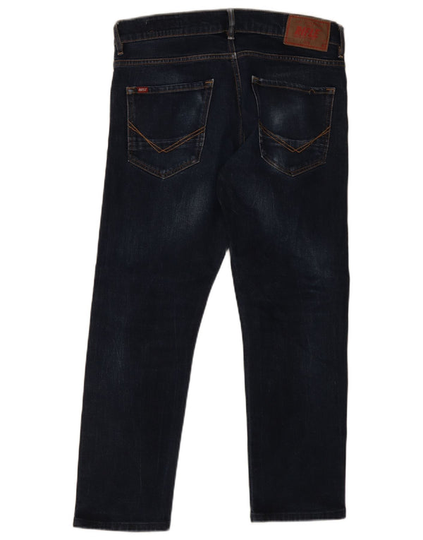 Rifle Mens Cropped Slim Jeans W32 L26 Navy Blue Cotton