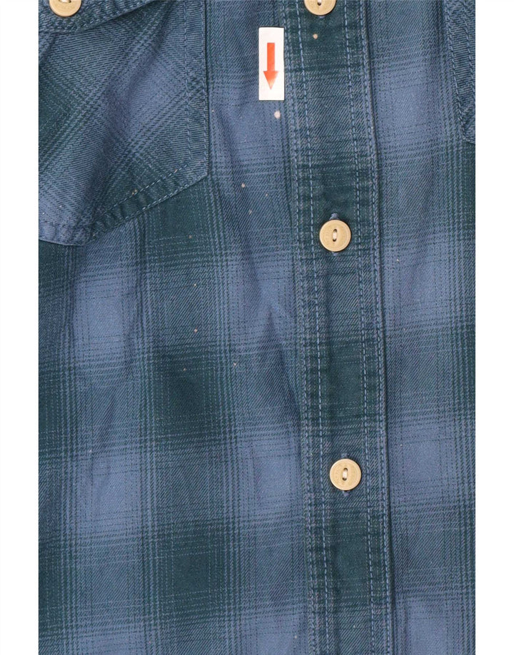Fat Face Ανδρικό πουκάμισο Classic Fit Flannel μεγάλο μπλε βαμβακερό