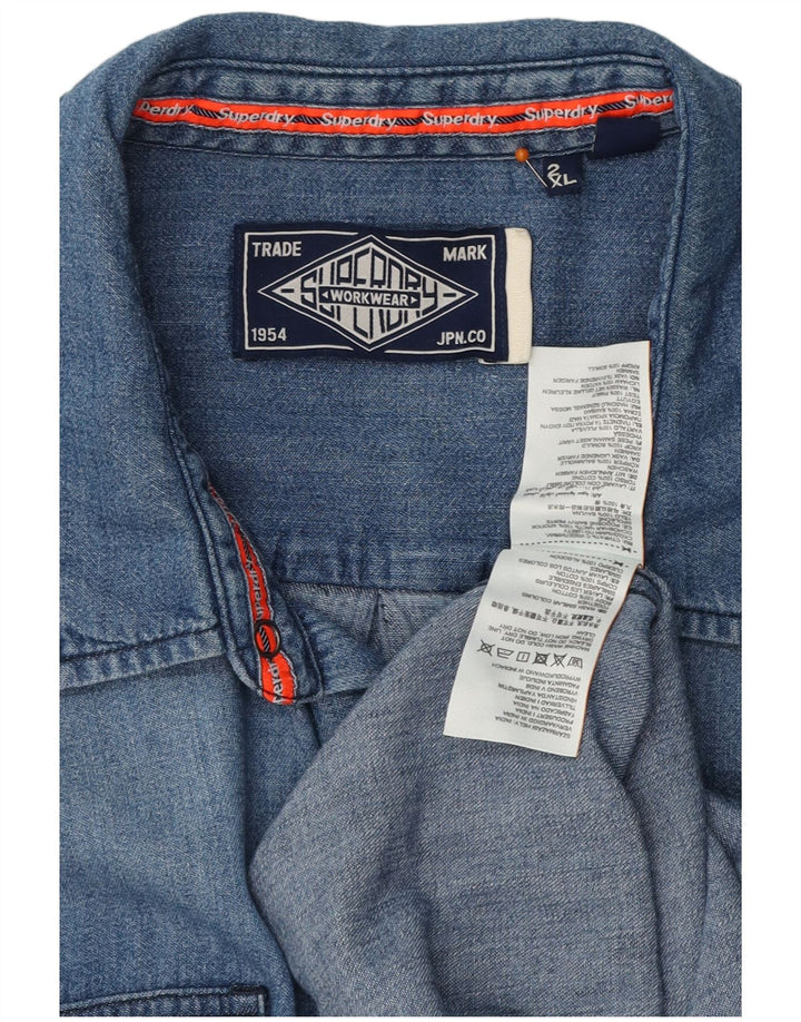 Ανδρικό τζιν πουκάμισο SUPERDRY 2XL Μπλε βαμβακερό