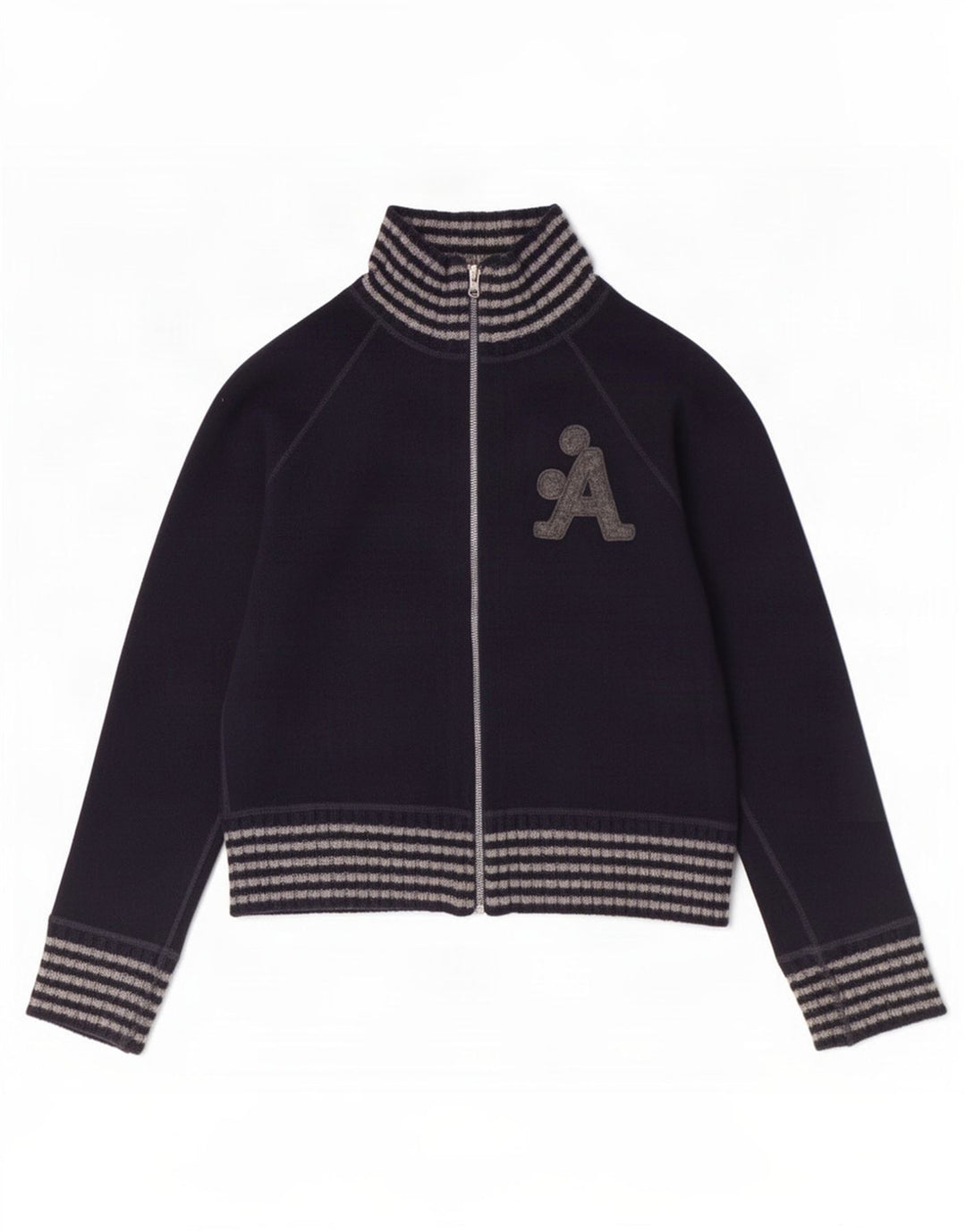Γυναικεία αθλητική φόρμα γραφικών A-Style Top Jacket UK 10 Small Navy Blue Wool