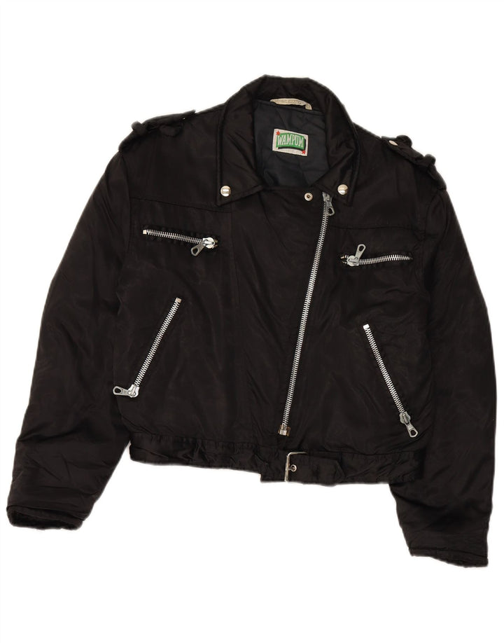 WAMPUM Γυναικείο Biker Jacket UK 10 Small Black Nylon