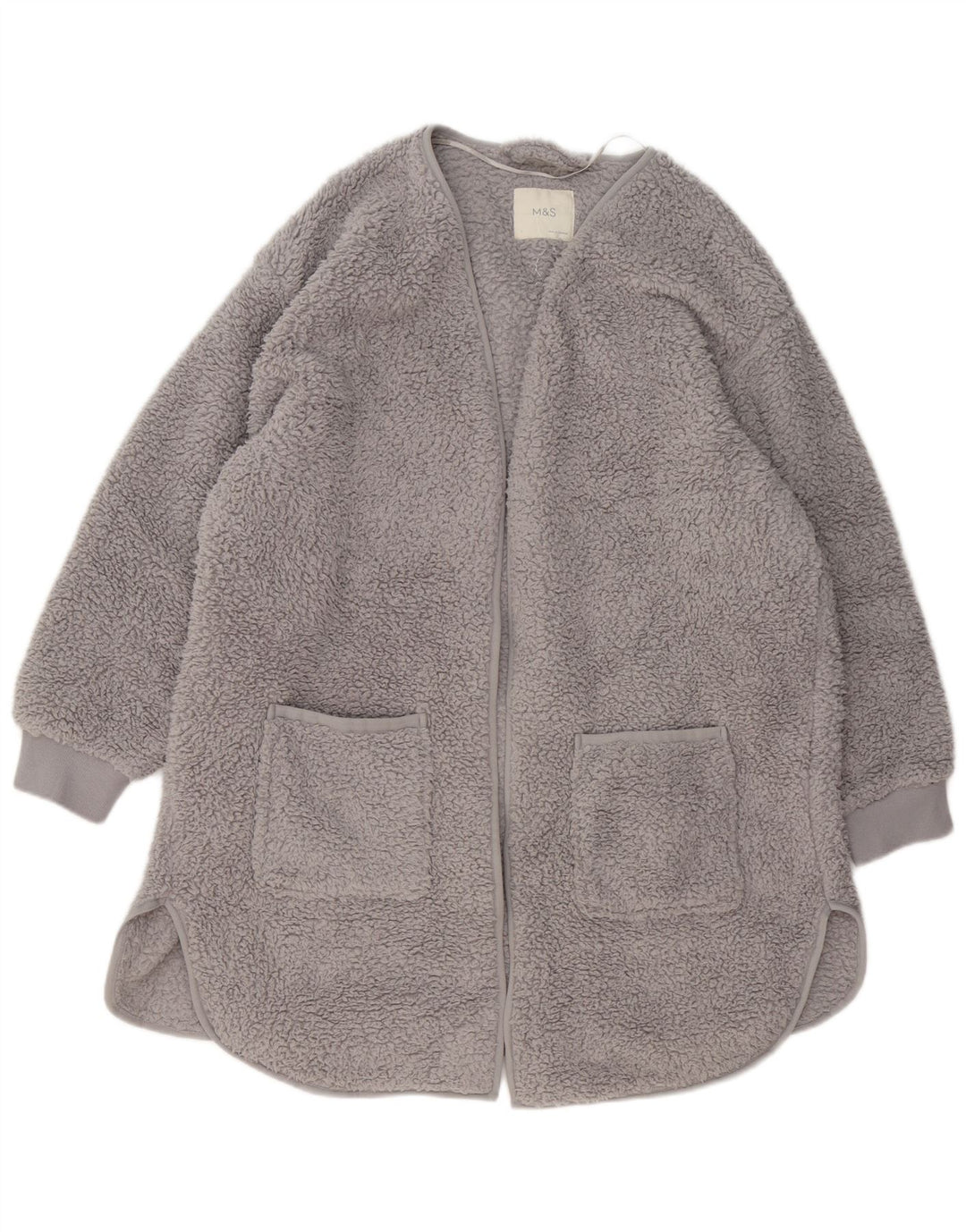 Marks & Spencer Γυναικείο Oversized Open Fleece Πανωφόρι UK 16 Large Grey