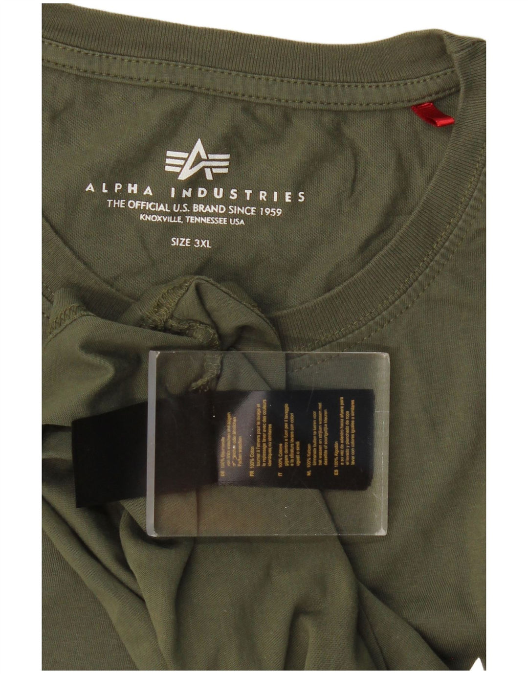 Ανδρικό T-Shirt ALPHA INDUSTRIES Top 3XL Χακί Βαμβακερό