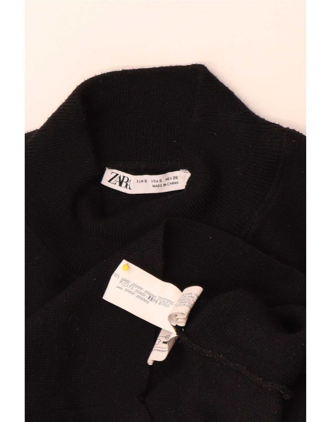 Zara Γυναικεία Μπλούζα Crop Top UK 8 Small Black Polyester