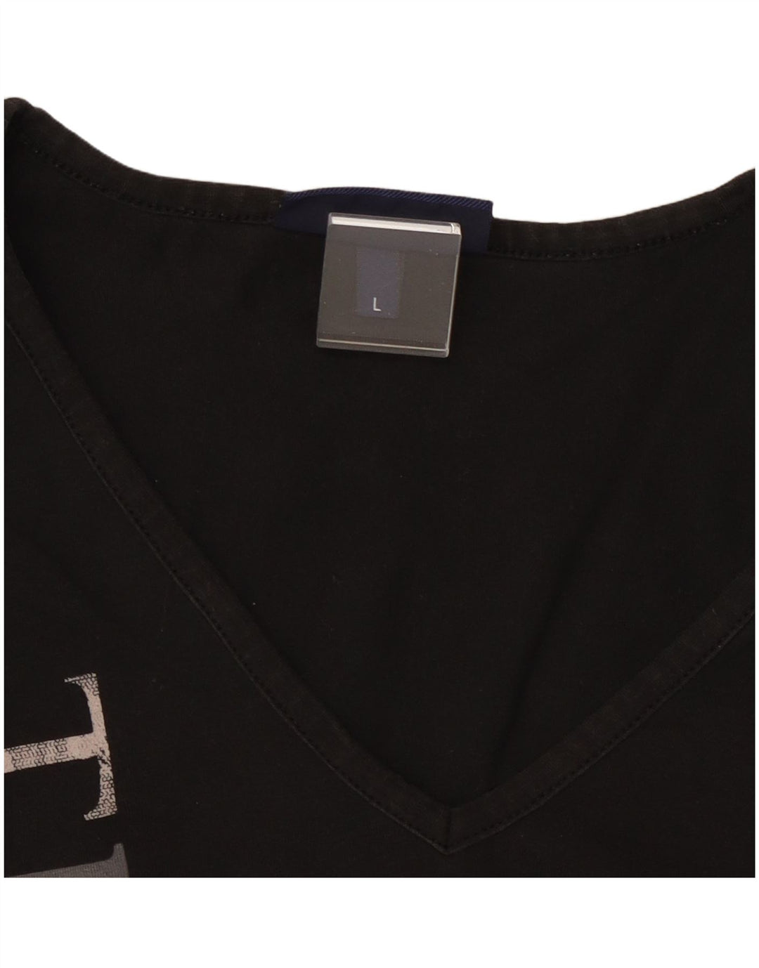 TRUSSARDI JEANS Γυναικείο Crop γραφικό τοπ μακρυμάνικο UK 14 μεγάλο μαύρο