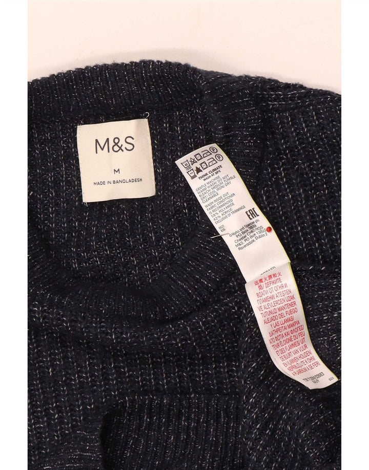 Marks & Spencer Ανδρικό πουλόβερ με λαιμόκοψη με λαιμόκοψη μεσαίου μήκους μπλέ με φλύκταινα