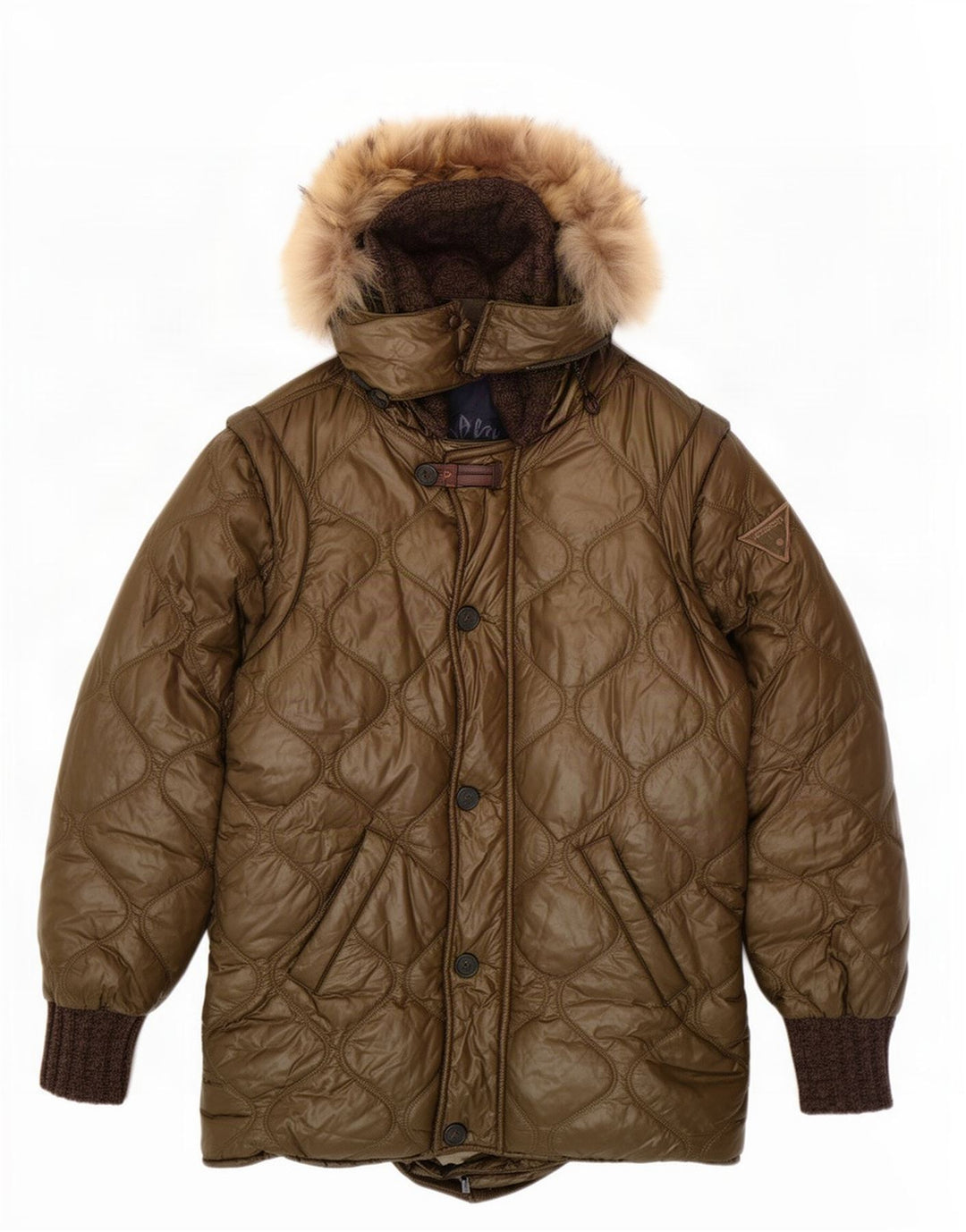Iceberg Γυναικείο παλτό με κουκούλα με επένδυση US 8 Medium Khaki Polyamide