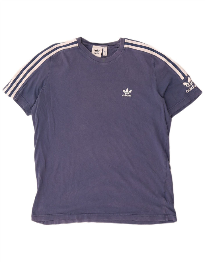 Ανδρικό γραφικό T-Shirt Adidas Top από μεσαίο μπλε βαμβακερό