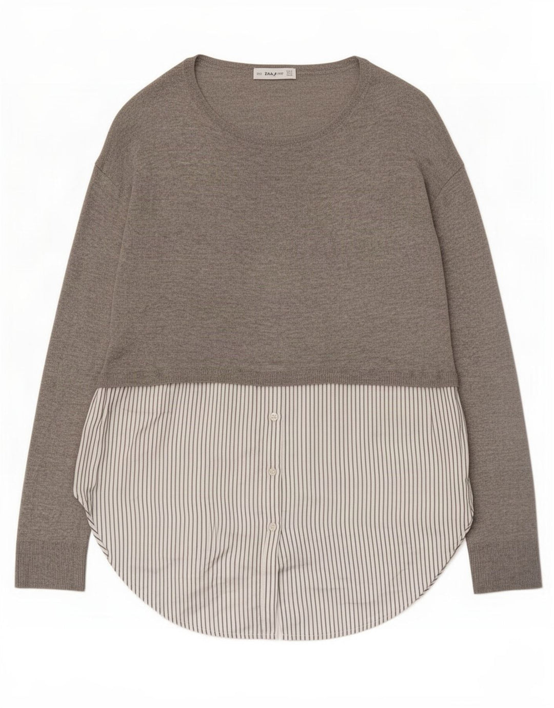 Zara γυναικείο μακρυμάνικο τουνίκ τοπ UK 10 Small Grey Colourblock Polyester